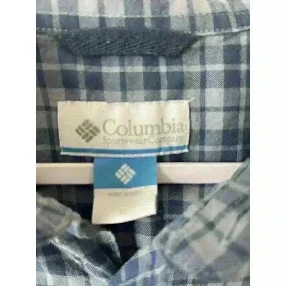 Columbia Shirt Mens Size Large Flannel Button Down Blue Plaid soft outdoors - Picture 4 of 7